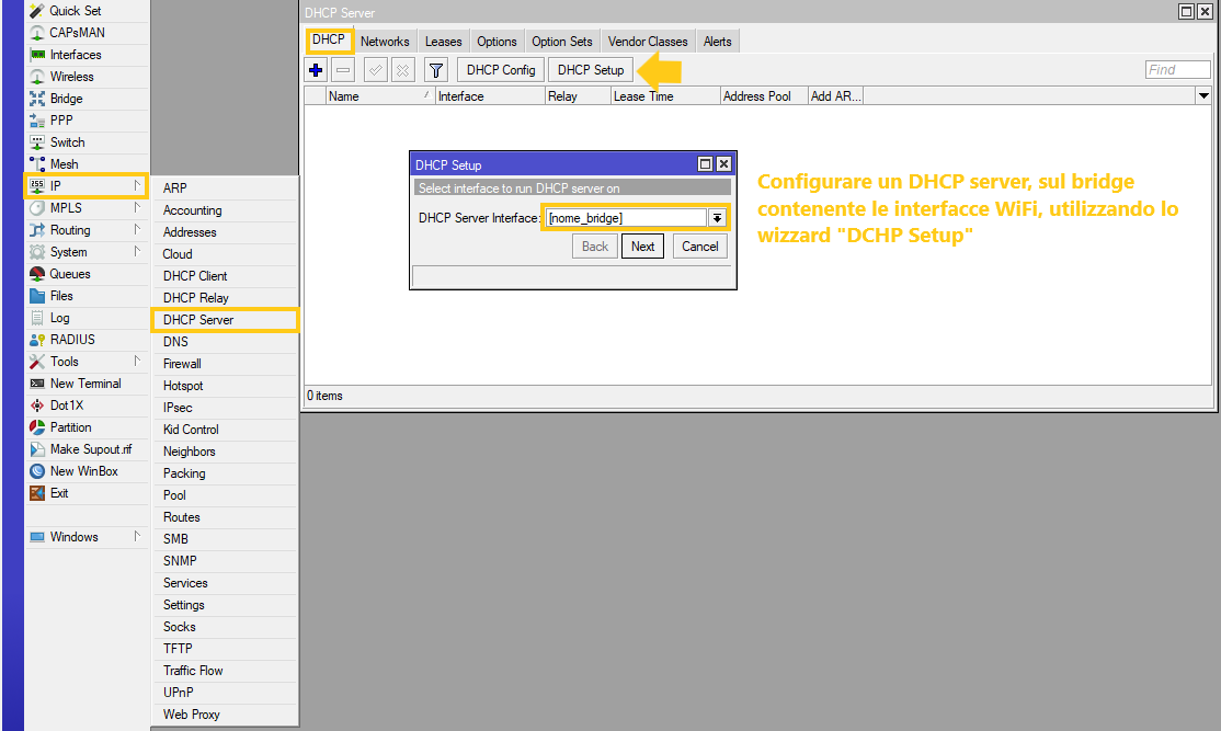 configurazione di un DHCP server